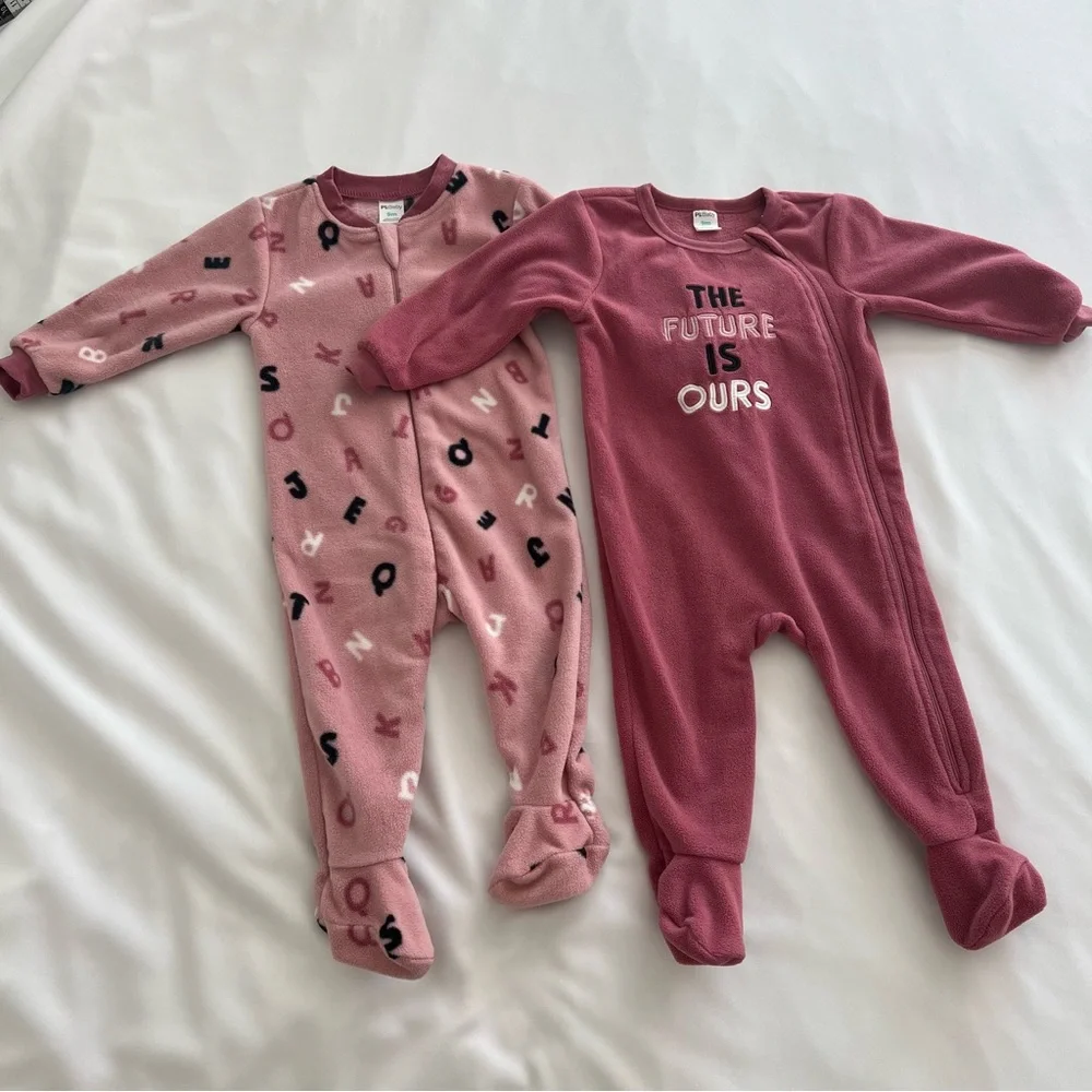 PL Baby by Petit Lem Pajamas Micropolar ‎ Sleepers, 2-Pack 9Months
